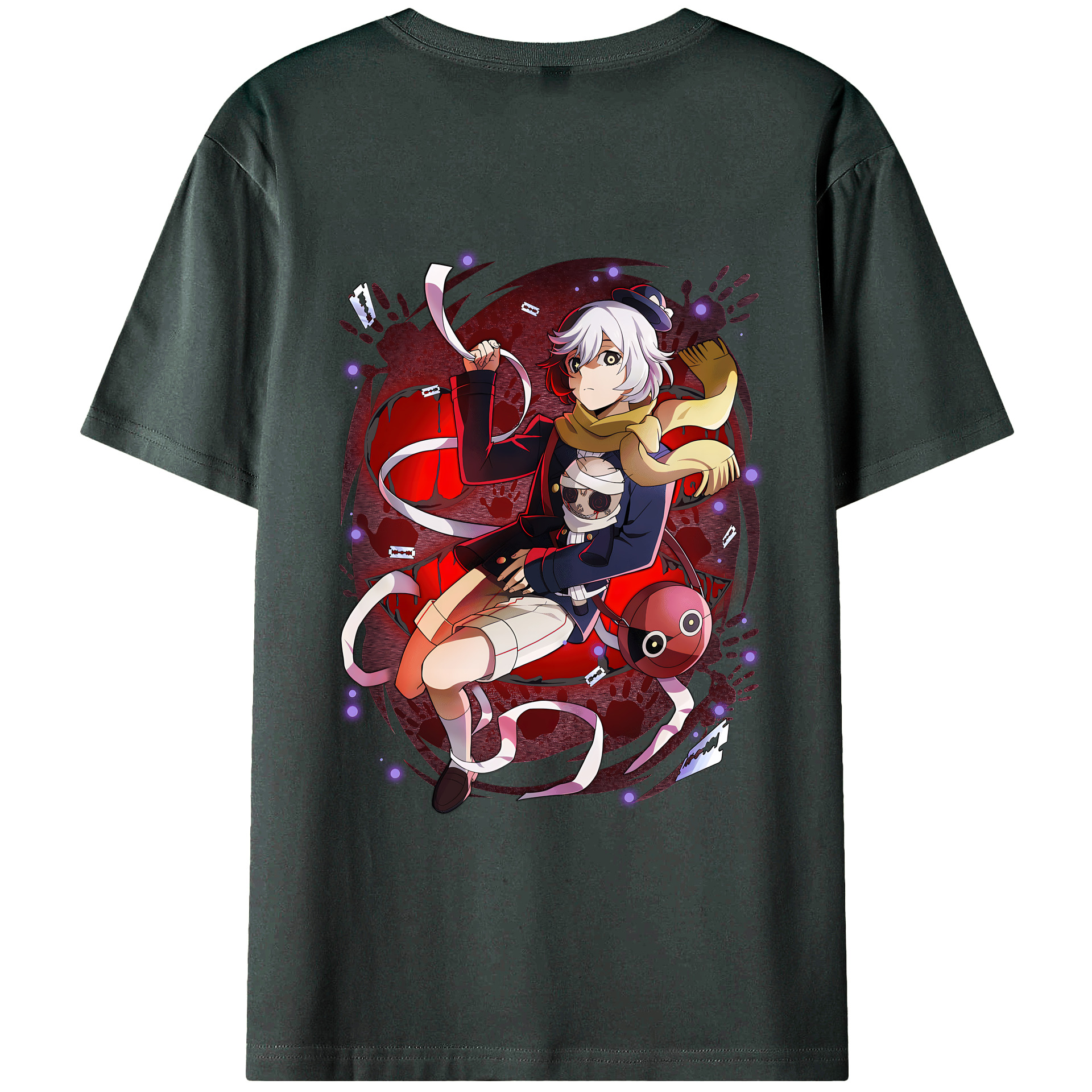 （画像用） 文豪ストレイドッグス Bungo Stray Dogs 綿100％ メンズ半袖Tシャツ（バックプリント） 通気性